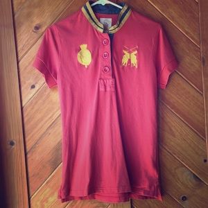 Preppy Embellished Polo Top